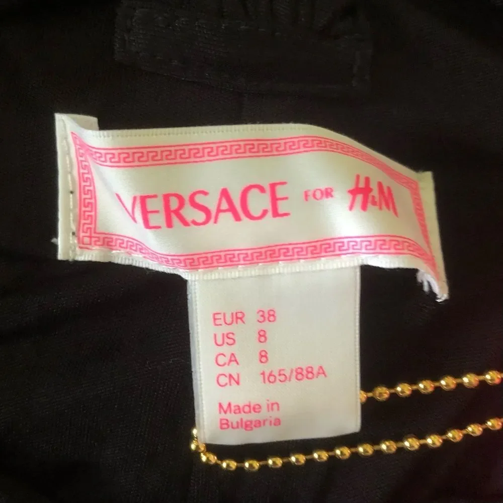 Versace for H&M Black Gold Stud Draped Mini Dress NWT Size 8 LBD Party